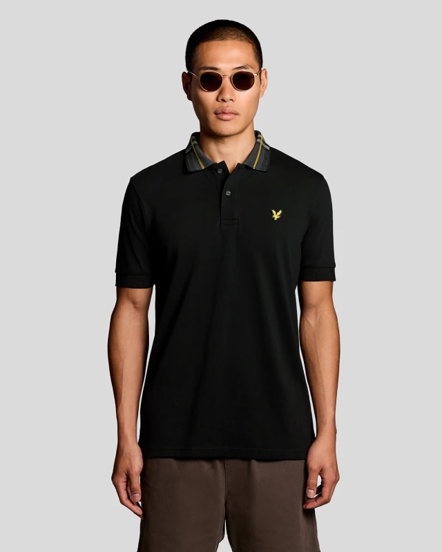 Image of Lyle & Scott Tartan collar polo shirt Lyle & Scott Noir Male 2XL