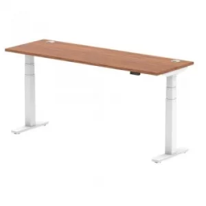 image of Air 1800 x 600mm Height Adjustable Desk Walnut Top Cable Ports White Leg