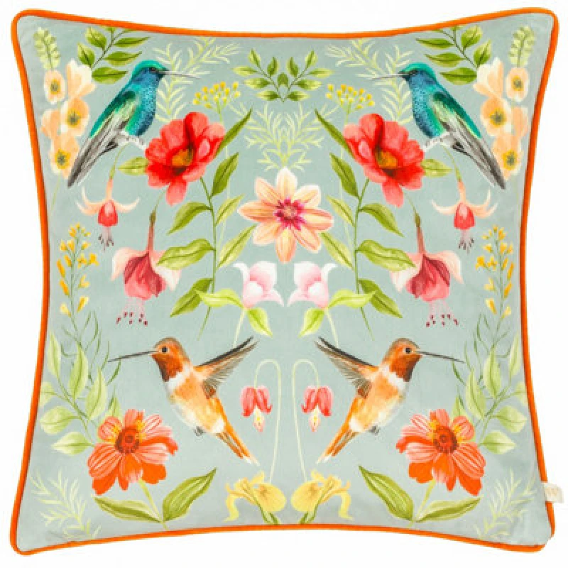 Image of Wylder Wylder Nectar Garden Blossom Piped Velvet Polyester Filled Cushion Multi
