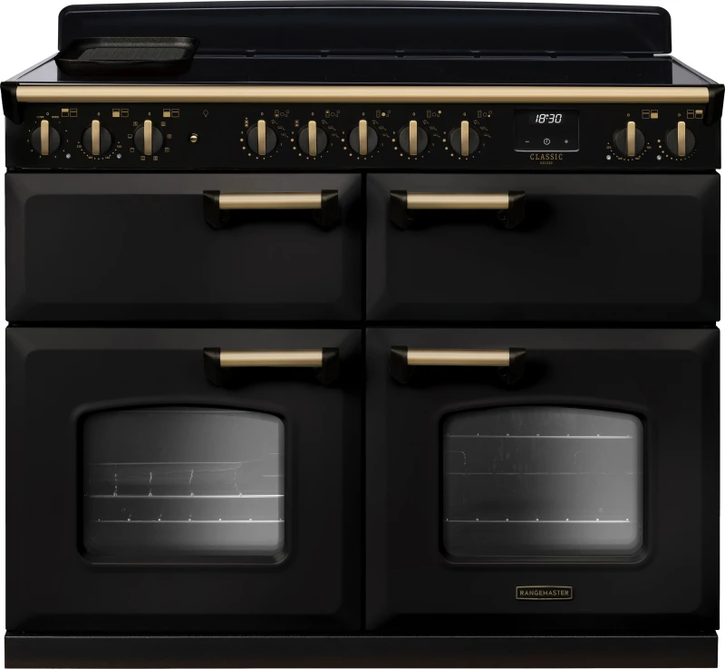 Image of Rangemaster CLDLB110EIPCBL/AB1 Classic Deluxe BC 110cm Induction Range Cooker Antique Brass Trim 18384 - CHARCOAL BLACK CLDLB110EIPCBL/AB1