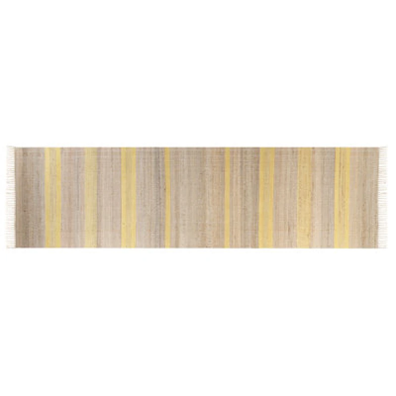 Image of Beliani Rug Talpur Yellow 80 X 300 Cm Jute