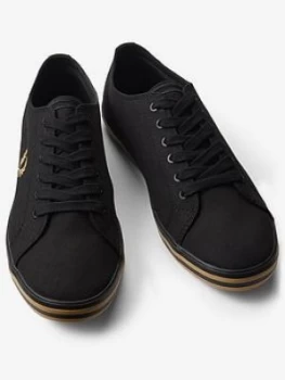Image of Fred Perry Kingston Twill Lace Up Trainer, Black, Size 9, Men
