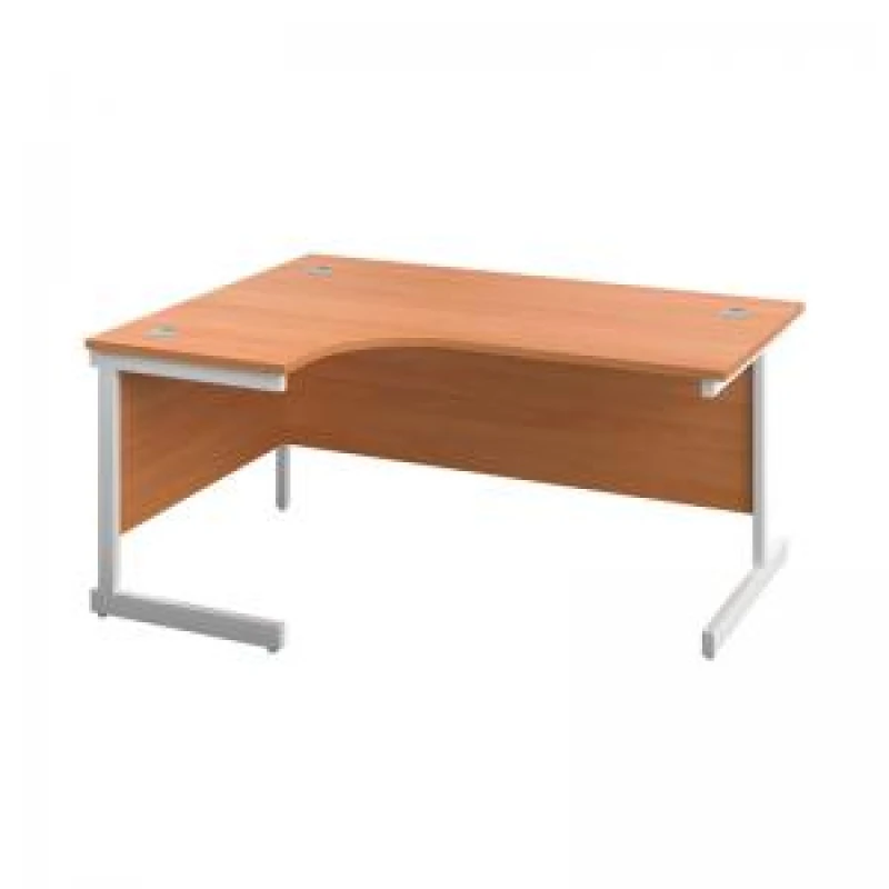 Image of First Radial Left Hand Desk 1800x1200x730mm Beech/White KF803195