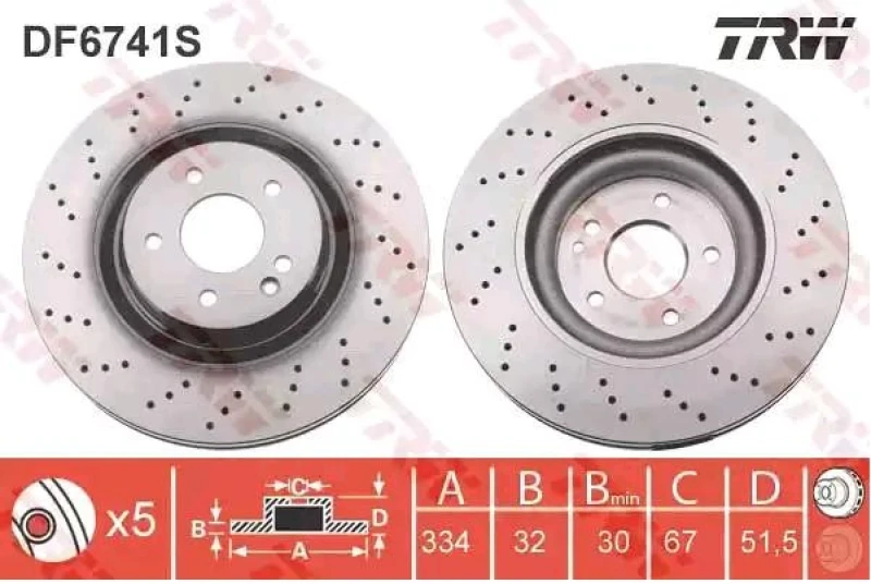 Image of Brake disc TRW DF6741S