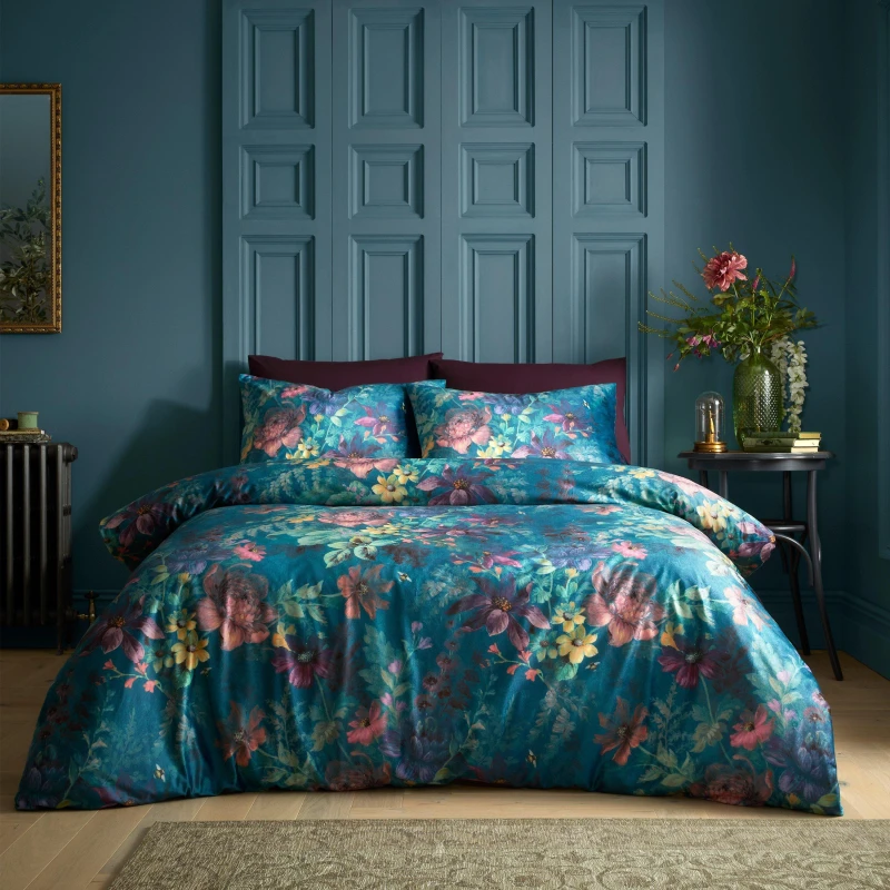 Image of Catherine Lansfield Bridgerton By CL Romantic Floral Duvet Cover Set Duvet Covers Single Green 41500518010