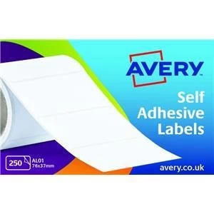 image of Original Avery AL01 Typewriter Address Labels 76 x 37mm on Roll Pack of 250 Labels