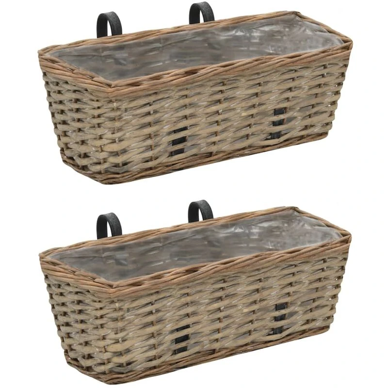 Image of VIDAXL Balcony Planter 2 pcs Wicker with pe Lining 40cm Vidaxl 246828