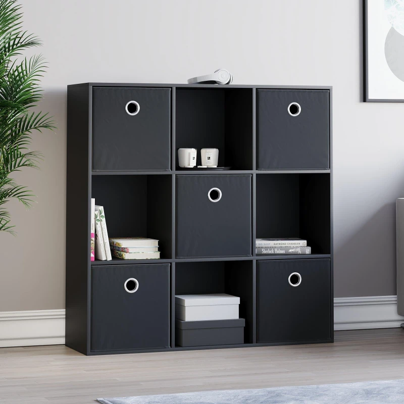 Image of Lassic 3x3 Cube Storage Unit (B) + Set of 5 Storage Cubes Black unisex 3x3