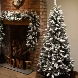 Image of Premier Decorations Ltd - Premier 6ft (180cm) Snow Valley Fir Christmas Tree -Snow Flocked with 635 Tips