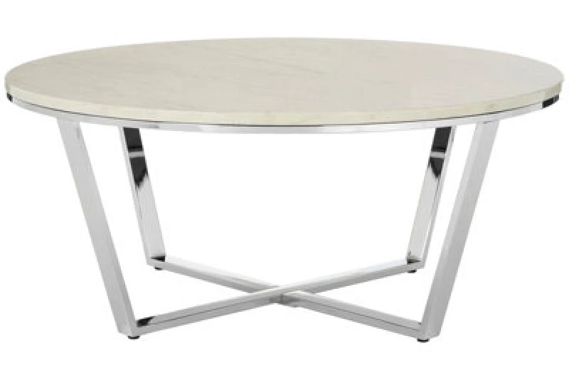 Image of Orsina Allure Round White Faux Marble Coffee Table
