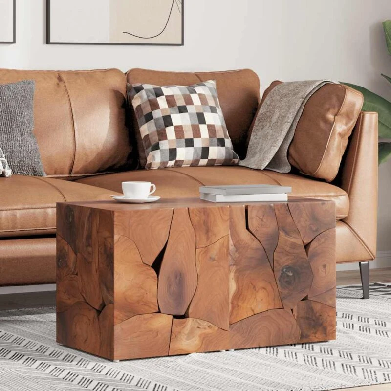 Image of vidaXL 2 pcs Stools Chair/Coffee Side End Table Seat Footrest Solid Teak Brown