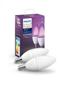 Image of Philips Hue White And Colour Ambiance Bluetooth Twin Pack E14