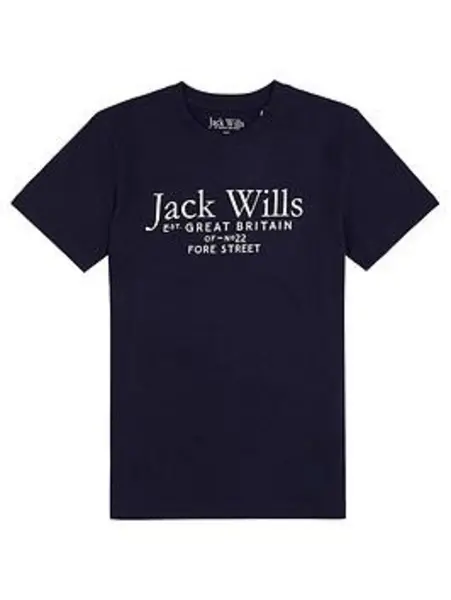 Image of Jack Wills Navy Junior Script Printed T-Shirt Navy Boys 8/9Y 199366UK