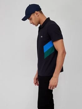 Image of Lacoste Colour Block Short Sleeve Polo - Navy Size XL Men