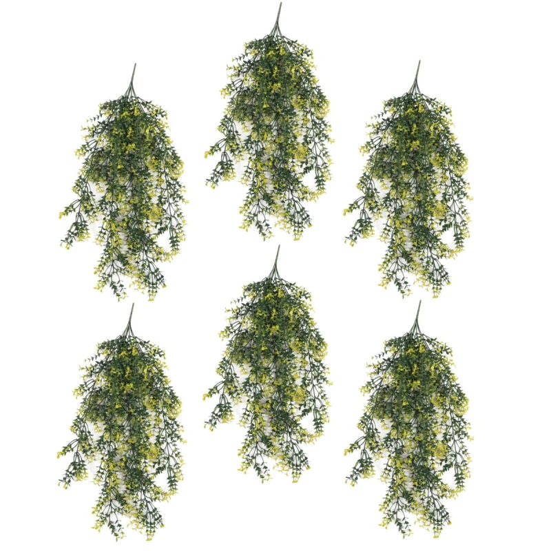 Image of N/A Pack of 6 x Hanging UV and Fire Resistant Artificial Variegated Plant 76cm