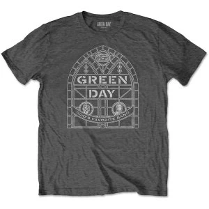 Image of Green Day - Stained Glass Arch Unisex Large T-Shirt - Grey