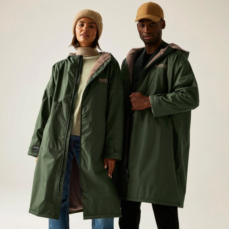 Image of Regatta Unisex Adults Waterproof Windproof Borg Fleece Oversized Fit Insulated Robe Dark Khaki unisex XS