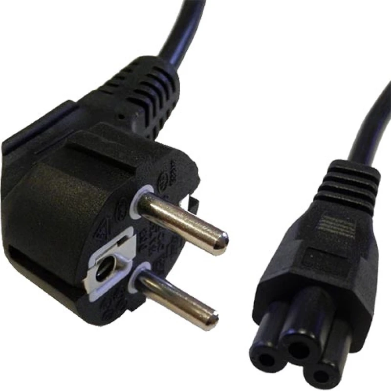 Image of Cablenet 2m Right Angle Schuko - IEC C5 Cloverleaf Black PVC 0.75mm Po
