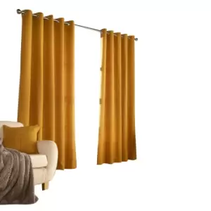 Image of Furn Ellis Ringtop Eyelet Curtains (117 x 137 cm) (Ochre)