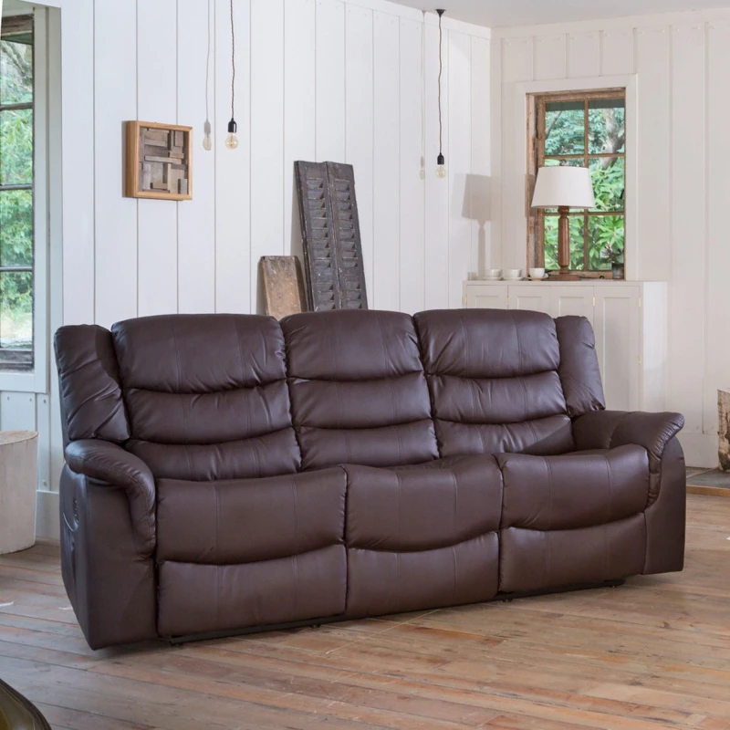 Image of Artemis Home Almeira 3 Seat Recliner Sofa in Brown Brown Unisex