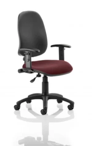 Image of Eclipse I Lever Task Operator Chair Black Back Bespoke Seat With Height Adjustable Arms In Ginseng Chilli