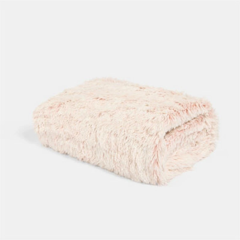 Image of OHS OHS Marl Fluffy Fleece Throw Super Soft Decorative Blanket in Baby Pink Size: 125cm x 150cm Baby Pink 125cm x 150cm Unisex 5027434227938