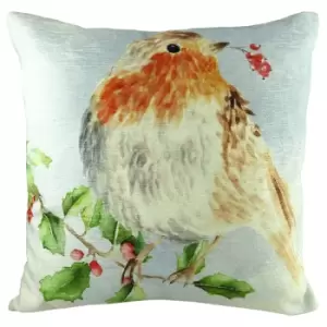 Image of Xmas Robin Cushion Multicolour, Multicolour / 43 x 43cm / Polyester Filled