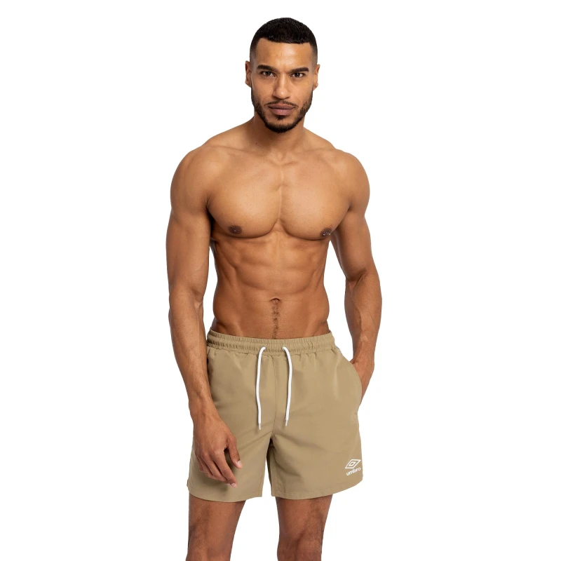 Image of Umbro Umbro Men Taped Swim Shorts in Khaki Size: Small Khaki S Male 5063107693754