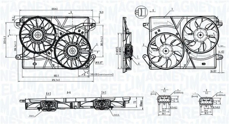Image of MAGNETI MARELLI Fan, radiator MAGNETI MARELLI 069422901010