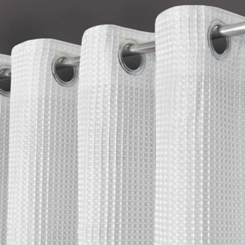 Image of Velosso Waffle Weave Total Blackout Jacquard Eyelet Header Curtains in White Size: 117cm width x 183cm drop White Unisex 117cm width x 183cm dro