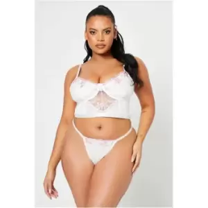 image of I Saw It First White Plus Size Floral Lace Bra And Thong Set - White