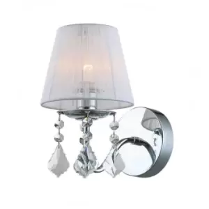 Italux Cornelia - Wall Lamp Chrome, White 1 Light with White, Fabric Shade, E14