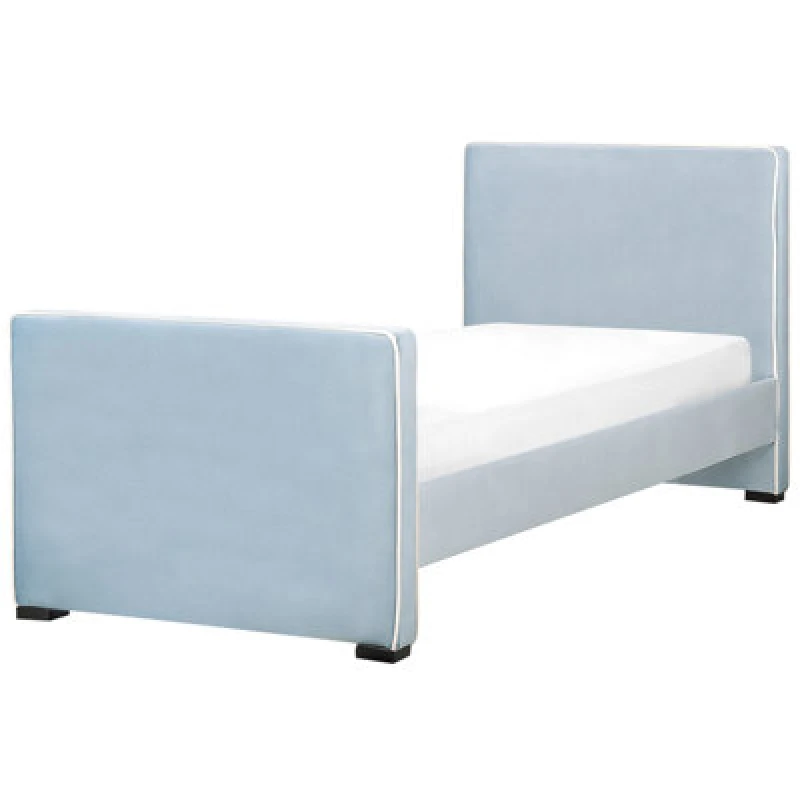 Image of Beliani Bed Velvet Teenie 90 X 200 Cm (Eu Single) Light Blue