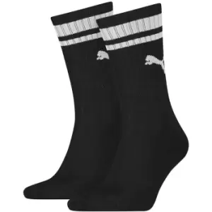 image of Puma - Crew Heritage Stripe Sock (2 Pair) - 9-11 - Black/White