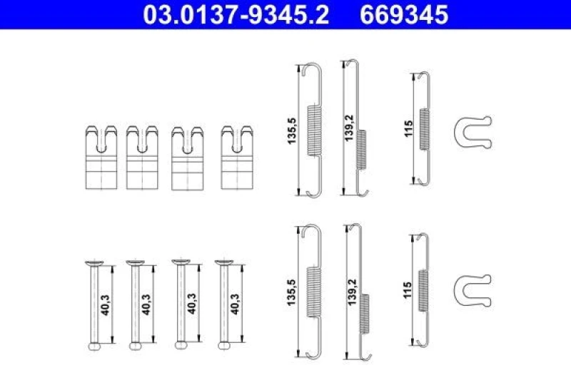 Image of Brake shoe fitting kit ATE 03.0137-9345.2