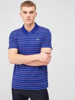 Image of Lacoste Sports Stripe Polo Shirt - Blue