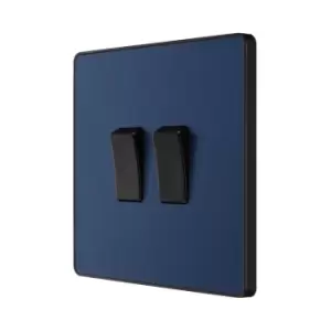 BG Evolve Matt Blue Double Light Switch 20A 16Ax 2 Way - PCDDB42B - main image