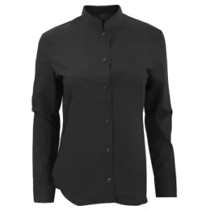 Image of Kariban Womens/Ladies Long Sleeve Mandarin Collar Shirt (XS) (Black)
