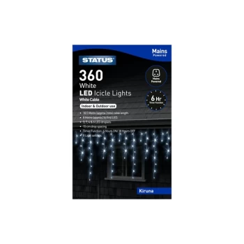 Image of Status Kiruna 360 LED Icicle Lights - Cool White, 18.6m