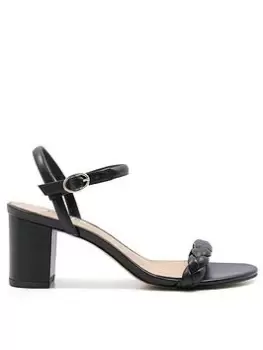 image of Dune London Dune London Jaslyn Block Heel Leather Sandals - Black, Size 3, Women