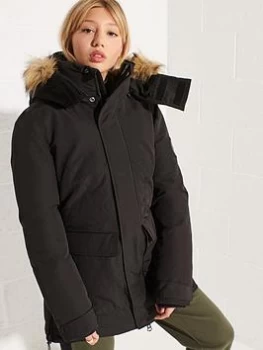 image of Superdry Code Everest Faux Fur Parka - Black, Size 12, Women