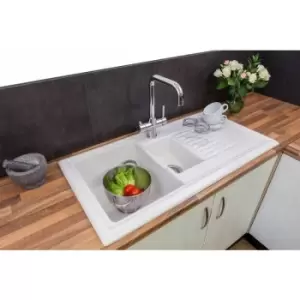 image of Ceramic 1.5 Bowl Kitchen Sink Reversible Waste - White - Reginox