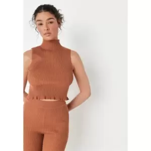 image of Missguided Small High Neck Top Co Ord - Neutral