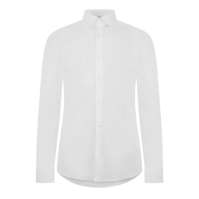 Image of Boss Mens HBB Hank Kent Shirt, Precision Tailoring, Comfort White 100 male 15.5 inch