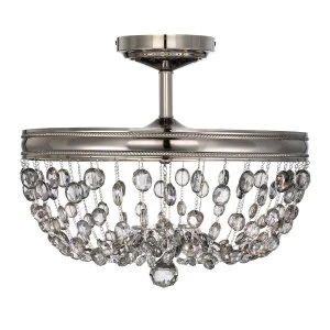 Image of 3 Light Semi Flush Ceiling Light Polished Nickel, E14