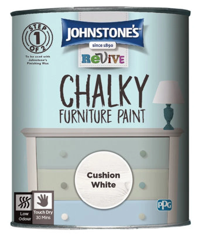 Image of Johnstone's Chalky Furniture Paint Cushion White 750Ml