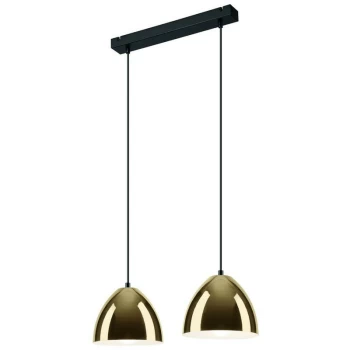 Image of Lamkur Lighting - Mia Bar Pendant Ceiling Light Gold, 2x E27