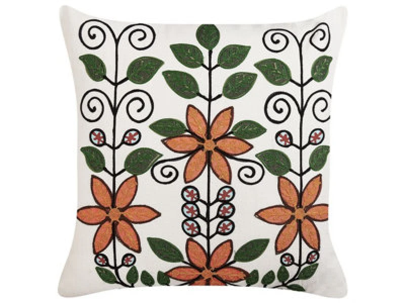 Image of Beliani Throw Cushion Vellore Cotton 50 X 50 Cm Multicolour Floral Pattern