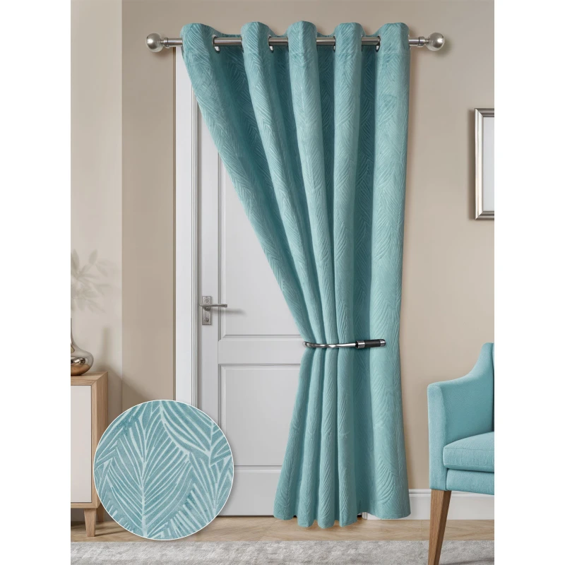 Image of Emma Barclay Eyelet Door Curtain Thermal Blackout Twilight Duck Egg unisex 117x213cm