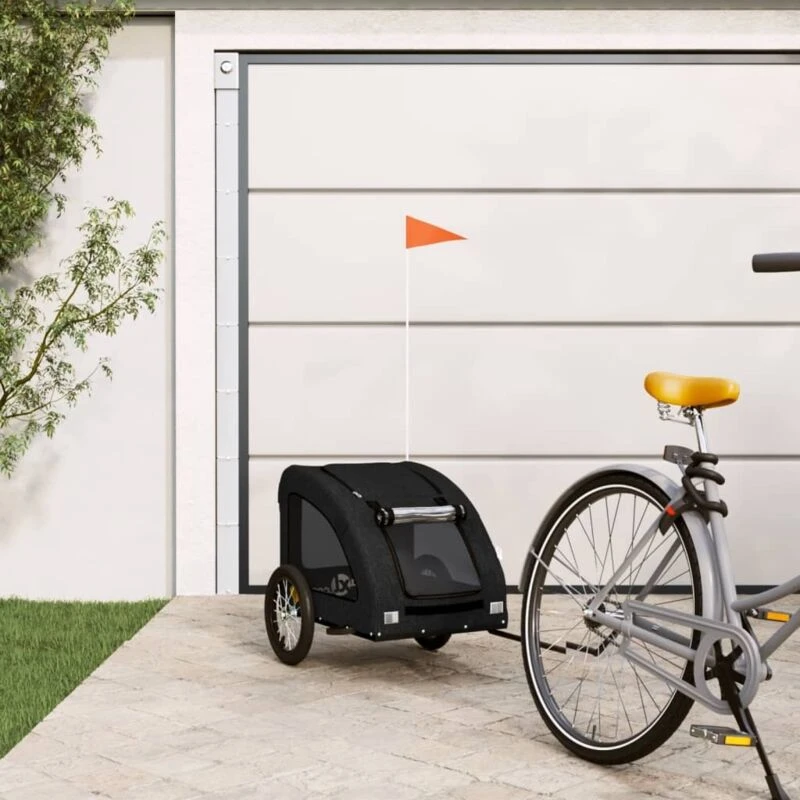 Image of VIDAXL Pet Bike Trailer Black Oxford Fabric and Iron Vidaxl 8720845770464